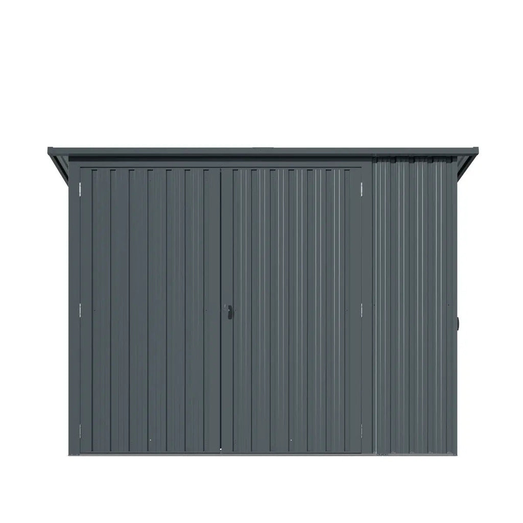 4' x 8' Bicycle Metal Pent Shed, 29 Gauge Corrugated Metal, 70" Upper edge, TMG-MS0408-1