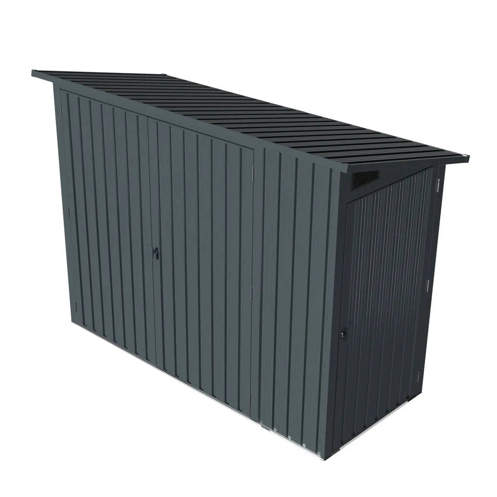 4' x 8' Bicycle Metal Pent Shed, 29 Gauge Corrugated Metal, 70" Upper edge, TMG-MS0408-2