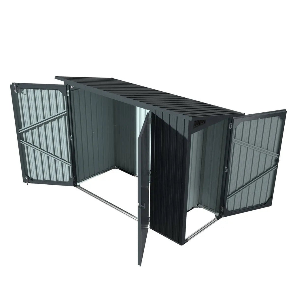 4' x 8' Bicycle Metal Pent Shed, 29 Gauge Corrugated Metal, 70" Upper edge, TMG-MS0408-3