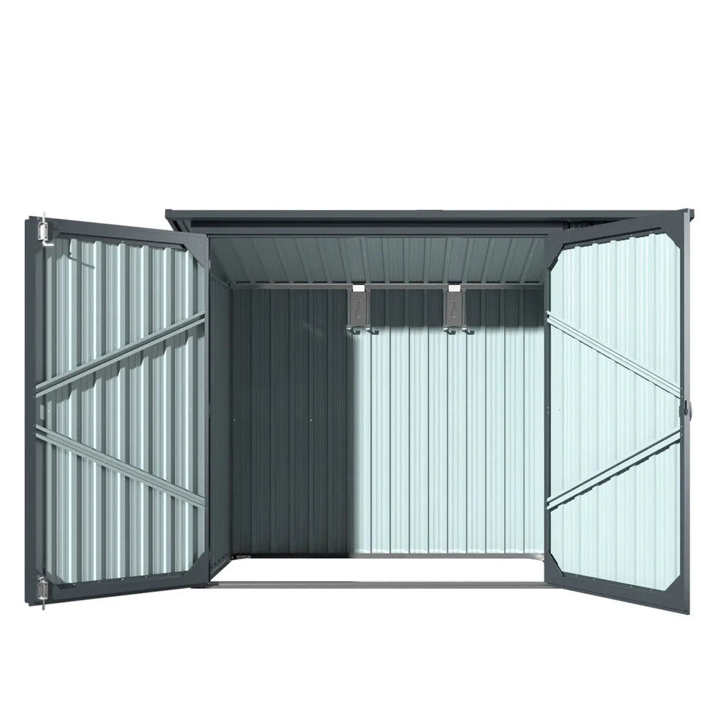 4' x 8' Bicycle Metal Pent Shed, 29 Gauge Corrugated Metal, 70" Upper edge, TMG-MS0408-4