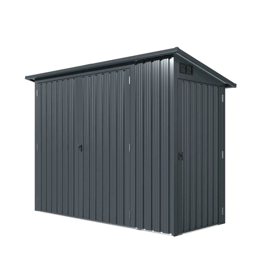 4' x 8' Bicycle Metal Pent Shed, 29 Gauge Corrugated Metal, 70" Upper edge, TMG-MS0408-0