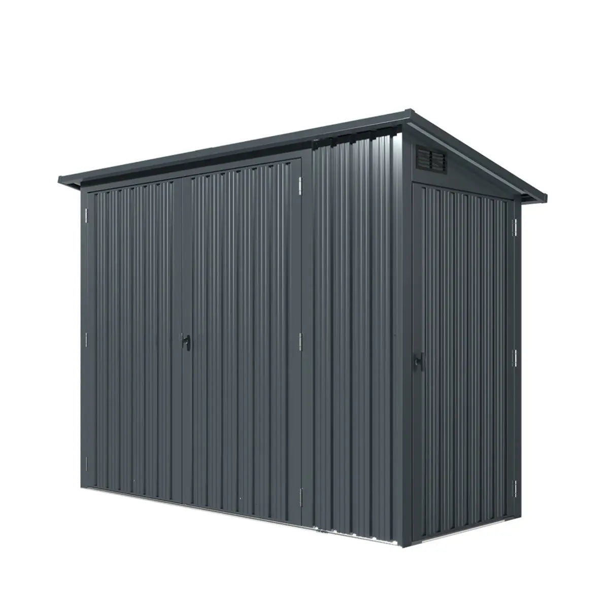 4' x 8' Bicycle Metal Pent Shed, 29 Gauge Corrugated Metal, 70" Upper edge, TMG-MS0408-0