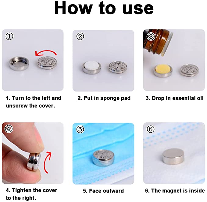 Wearable essential oil diffuser clip attached to a face mask for comfortable aromatherapy breathing — view 5