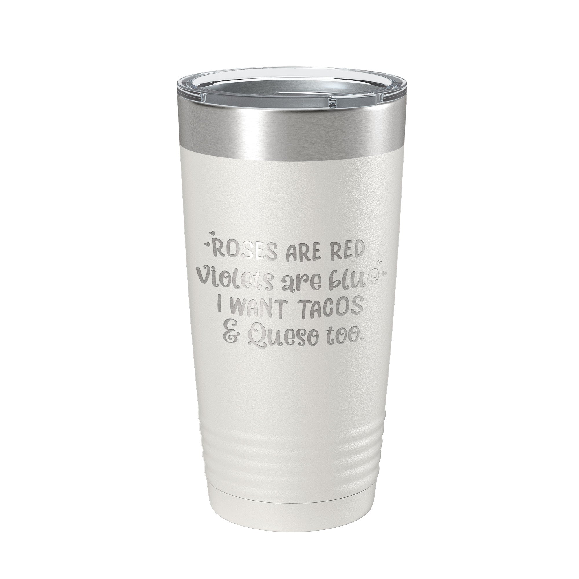 Funny Valentine's Day laser engraved 20 oz stainless steel travel tumbler with clear lid — view 2
