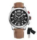 MEGIR Luxury Business Men Watch Fashion Quartz Sport Chronograph Luminous Waterproof Calendar Stainless Steel Male Wristwatch 2156-21