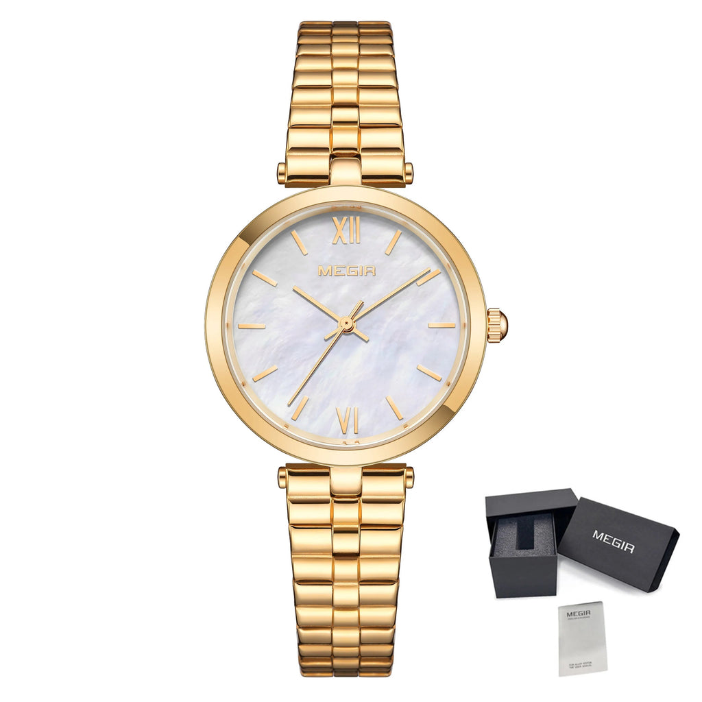 MEGIR Ladies Bracelet Watches Fashion Luxury Women's Casual Wrist Watch Steel Quartz Watch Dress Female Clock Reloj Mujer 85112-14