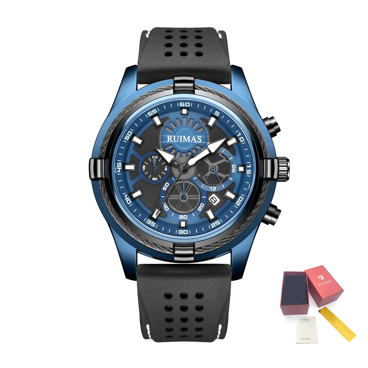 RUIMAS Top Luxury Quartz Wristwatches Men Silicone Large Dial  Military Sports Watches Waterproof Luminous Date Reloj Hombre 311-16