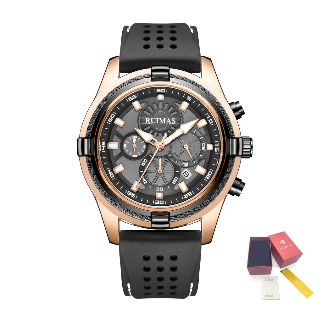 RUIMAS Top Luxury Quartz Wristwatches Men Silicone Large Dial  Military Sports Watches Waterproof Luminous Date Reloj Hombre 311-15