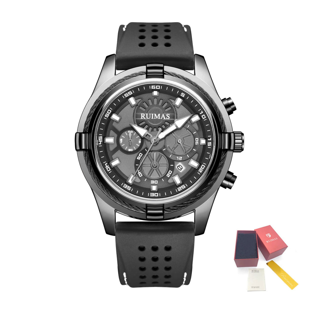 RUIMAS Top Luxury Quartz Wristwatches Men Silicone Large Dial  Military Sports Watches Waterproof Luminous Date Reloj Hombre 311-17