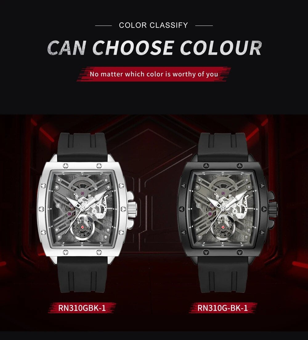 RUIMAS Luxury Fashion Men Sports Quartz Wrist Watches Waterproof Luminous Large Dial Casual Wristwatch Silicone Montre Homme 310-6