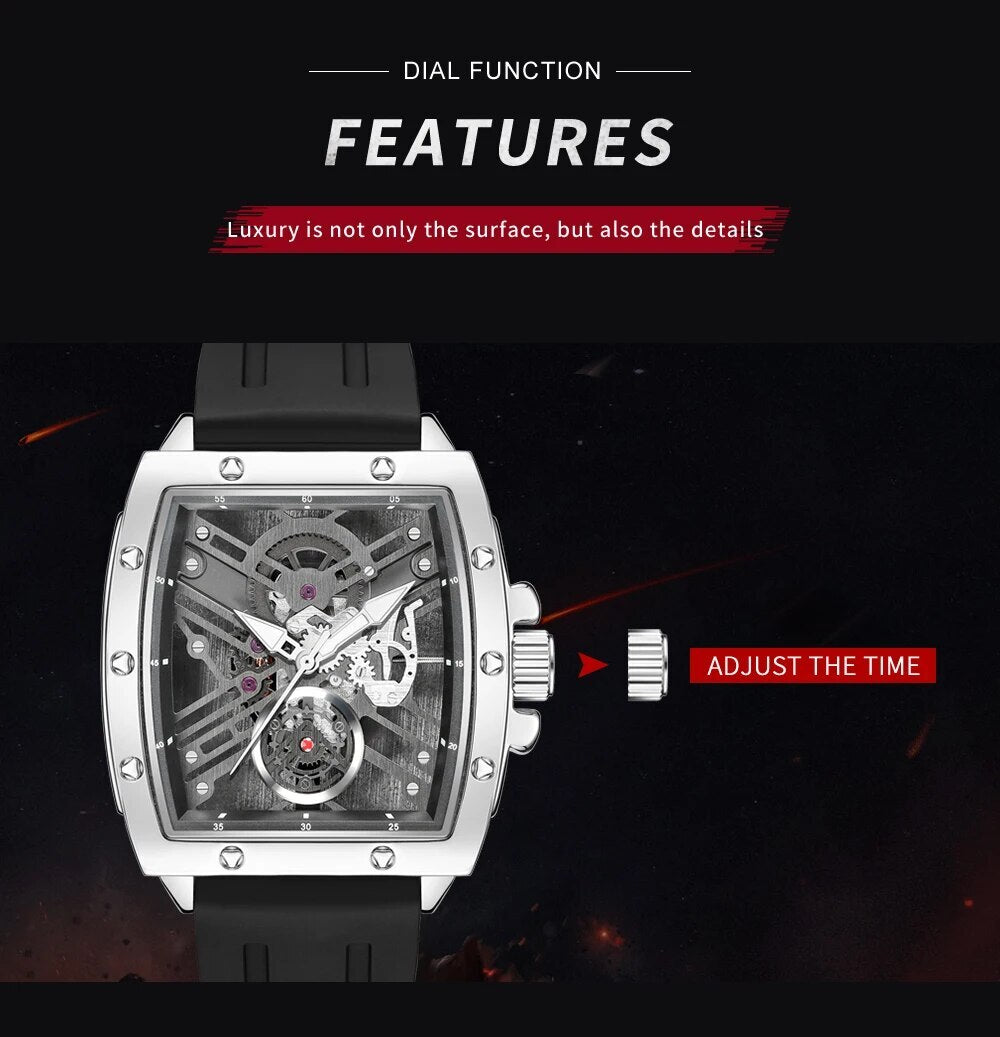 RUIMAS Luxury Fashion Men Sports Quartz Wrist Watches Waterproof Luminous Large Dial Casual Wristwatch Silicone Montre Homme 310-7