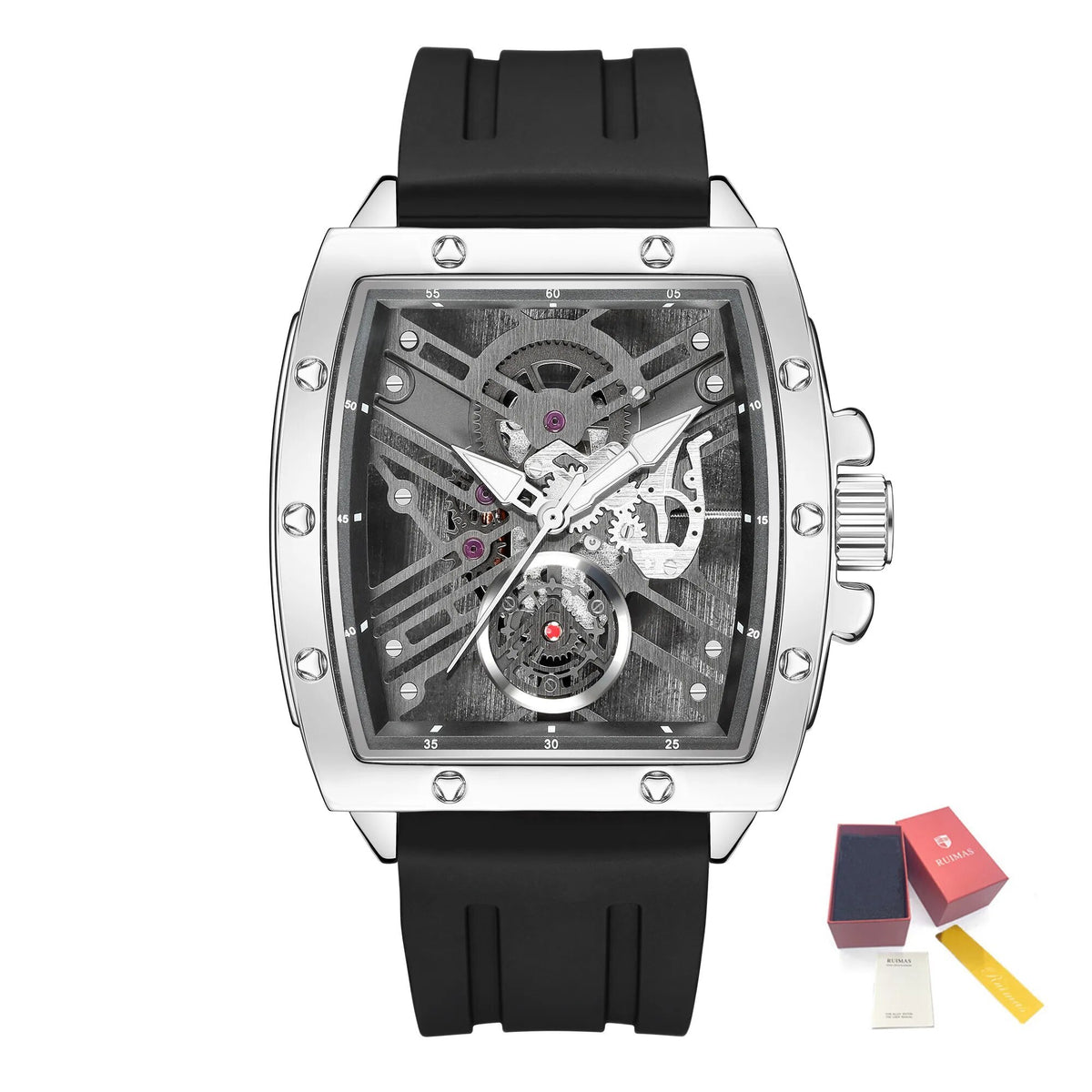 RUIMAS Luxury Fashion Men Sports Quartz Wrist Watches Waterproof Luminous Large Dial Casual Wristwatch Silicone Montre Homme 310-14