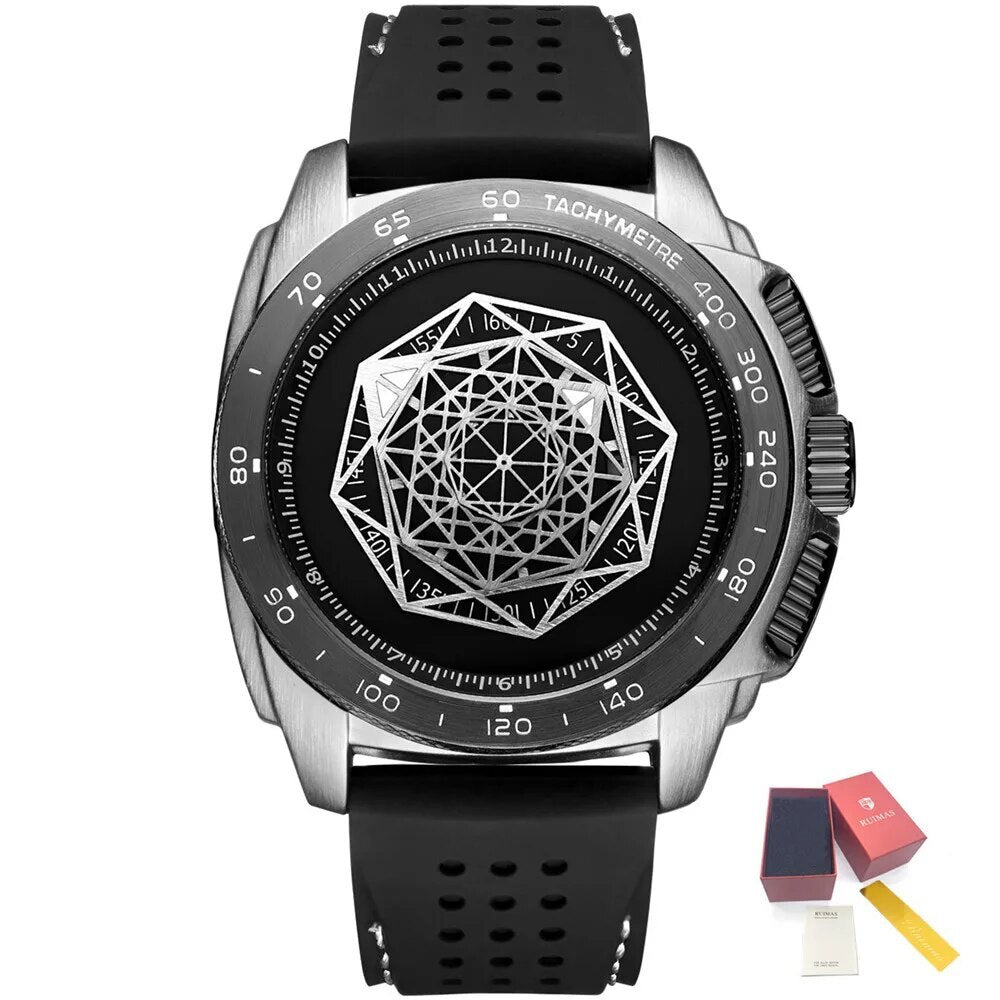 RUIMAS Men Silicone Band Quartz Casual Wrist Watches Large Dial Sport Military Watch Clock Luminous Waterproof Relogio Masculino 554-15