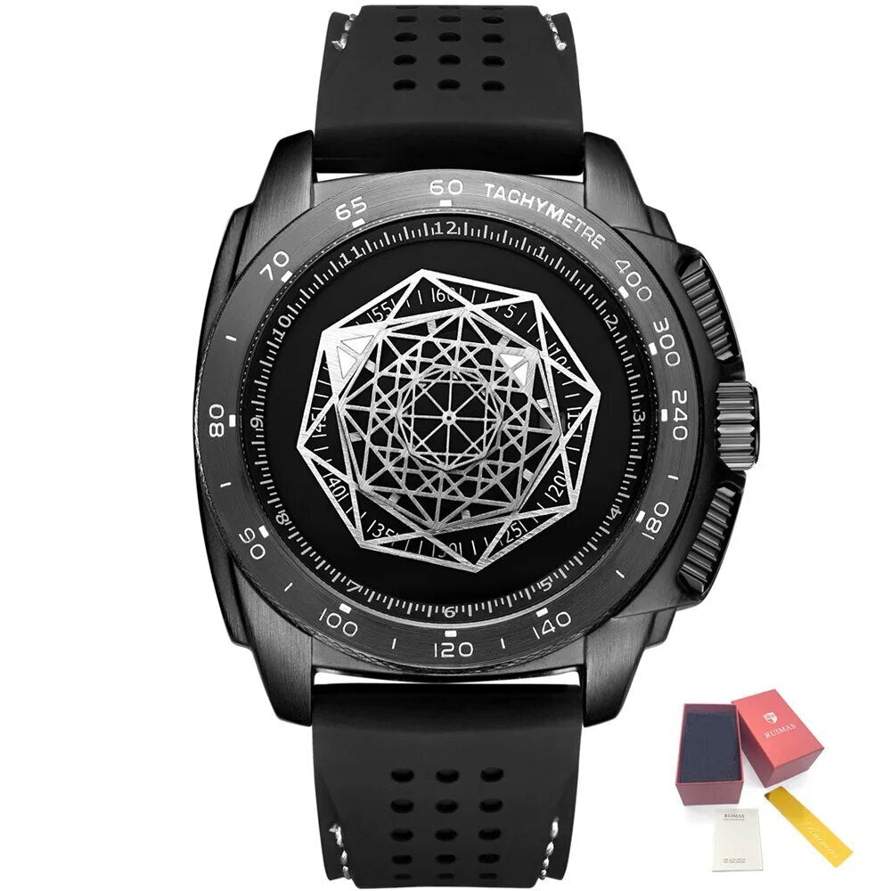 RUIMAS Men Silicone Band Quartz Casual Wrist Watches Large Dial Sport Military Watch Clock Luminous Waterproof Relogio Masculino 554-16