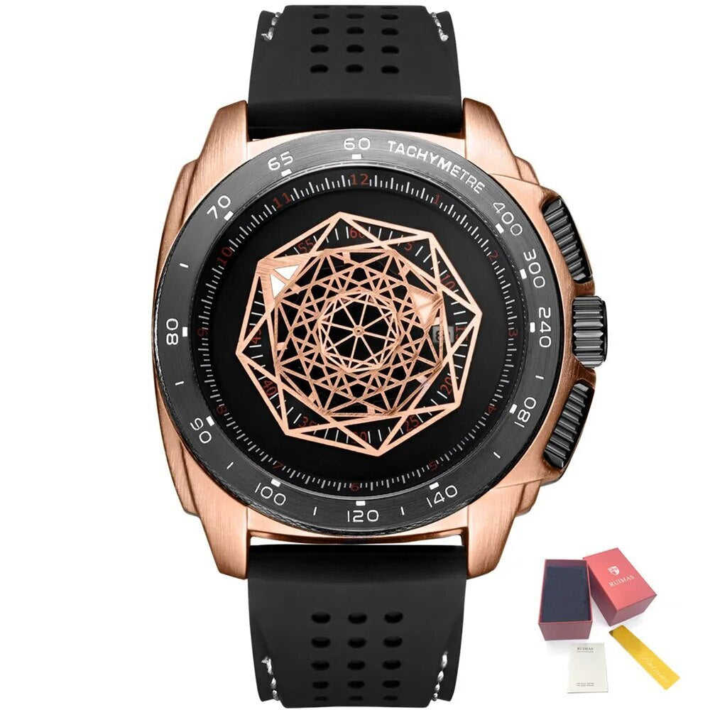 RUIMAS Men Silicone Band Quartz Casual Wrist Watches Large Dial Sport Military Watch Clock Luminous Waterproof Relogio Masculino 554-14