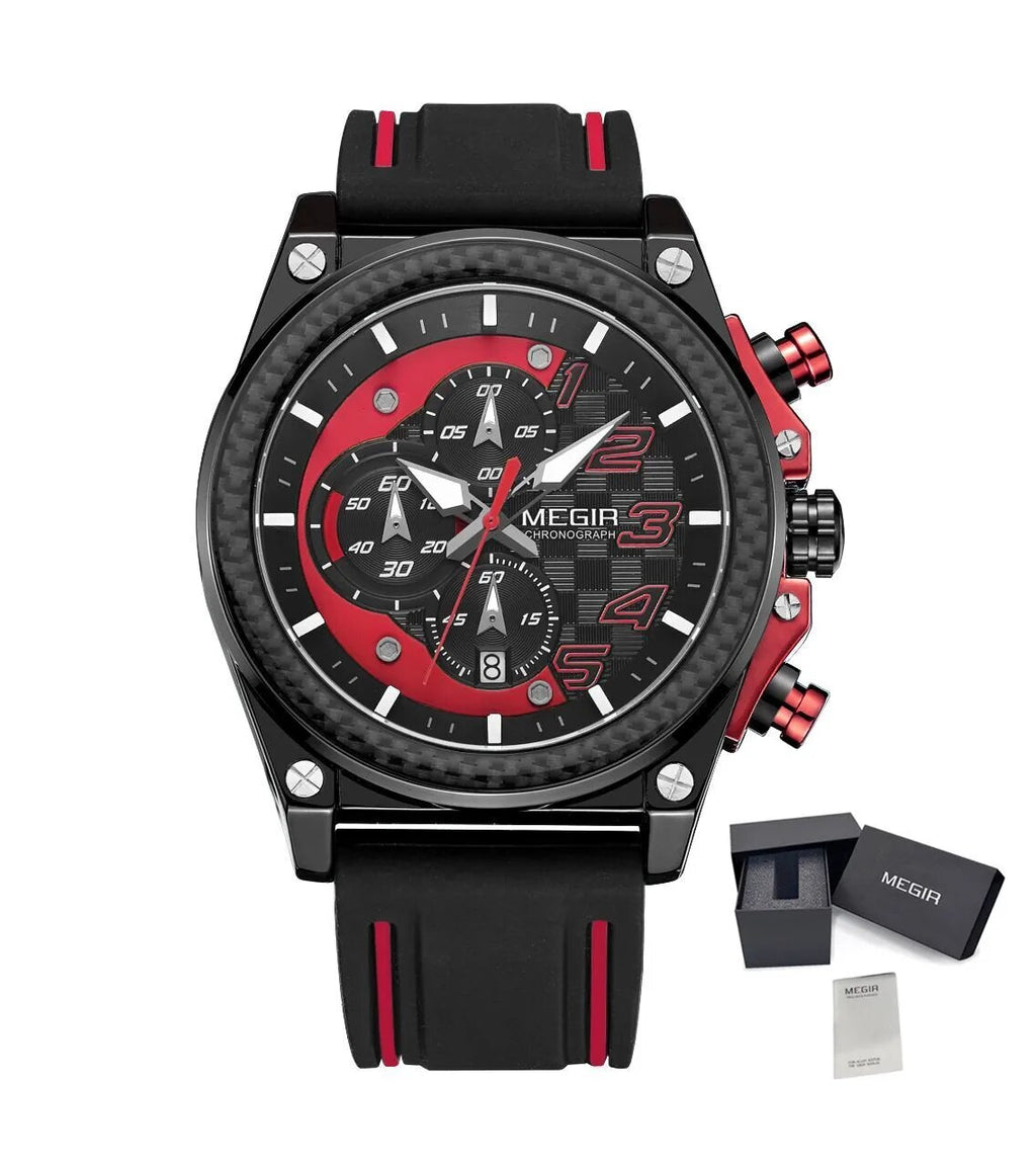 MEGIR Chronograph Sports Watch Men Silicone Military Watches Waterproof Date Clock Fashion Quartz Wristwatches Reloj Hombre 2051-13