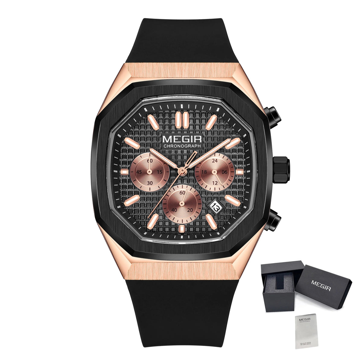 MEGIR Fashion Sport Military Watches for Men Luxury Quartz Wristwatch Silicone Strap Waterproof Date Clock 24-hour Reloj Hombre 2215-20
