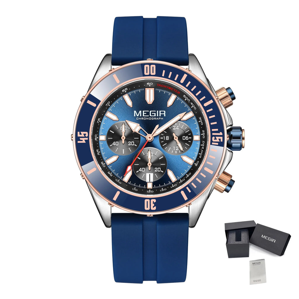 MEGIR Men Watch with Chronograph Fashion Quartz Military Waterproof Calendar Business Casual Wristwatches Clock Montre Homme 2226-17