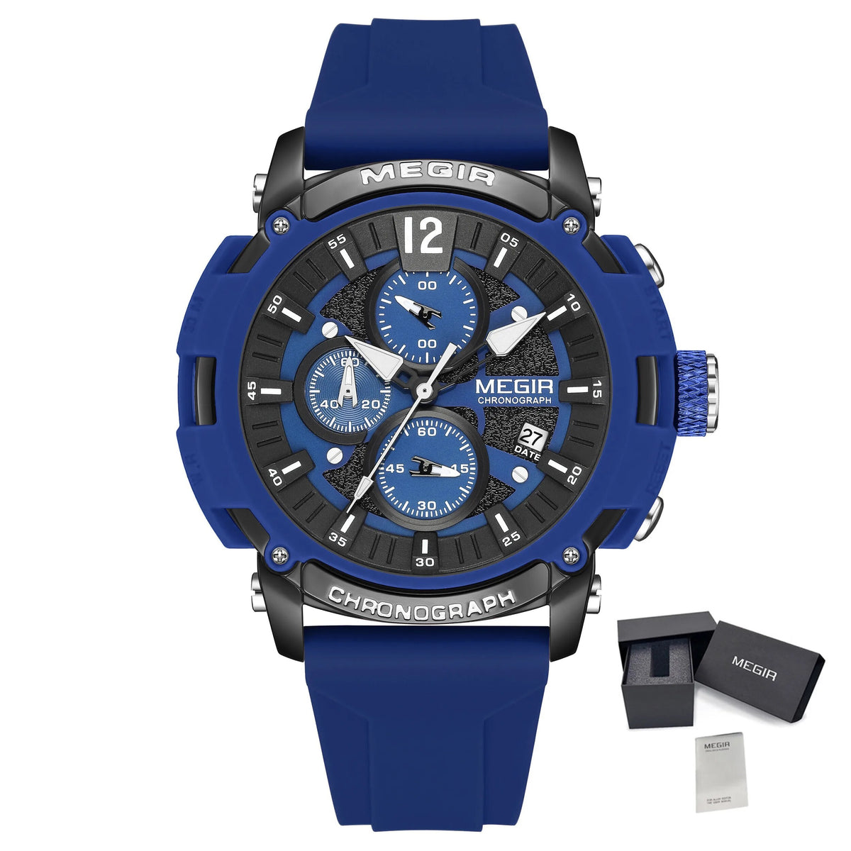 MEGIR Fashion Military Watch for Men Silicone Strap Sport Quartz Chronograph Waterproof Male Clock Wristwatch Reloj Hombre 2208-17