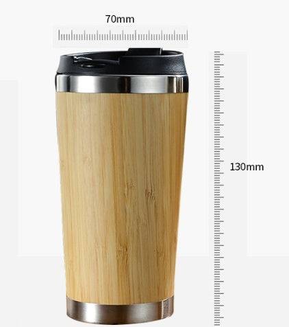 Leakproof bamboo travel mug with stainless steel interior and non-slip silicone base — view 5