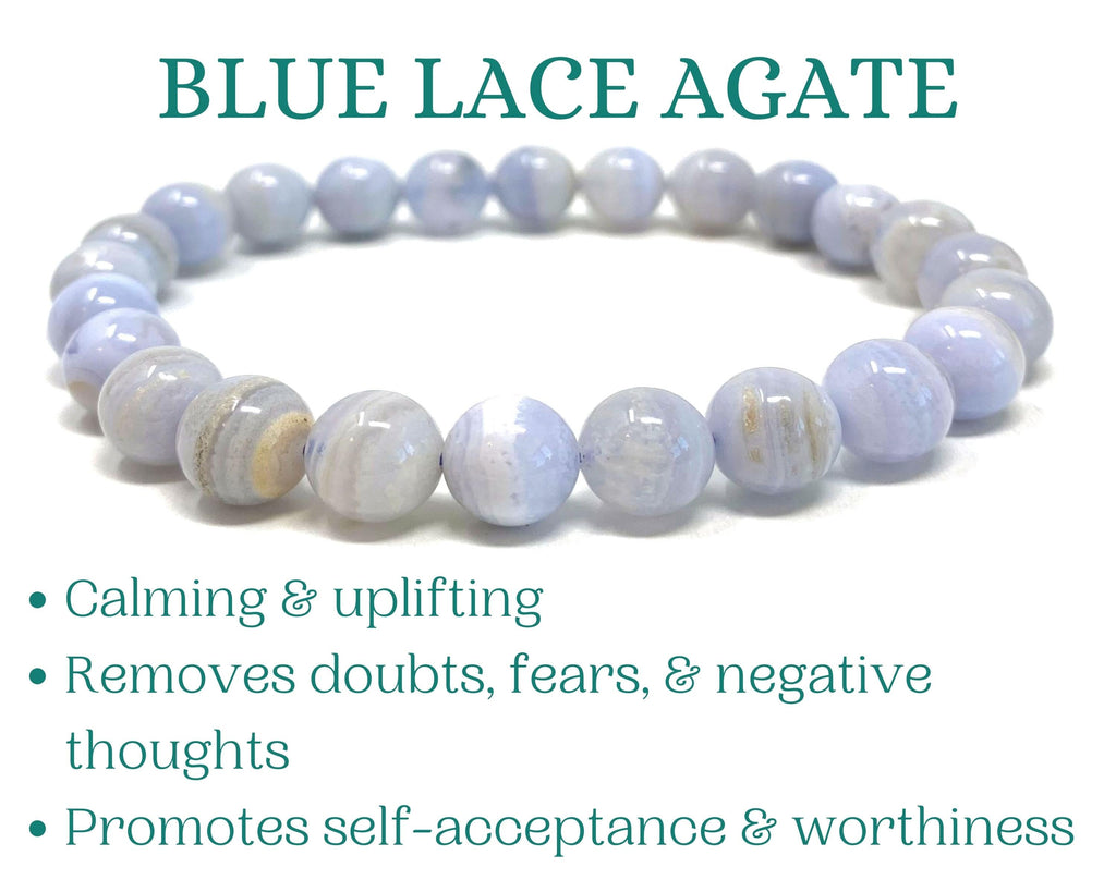 Blue Lace Agate Beaded Crystal Bracelet-3