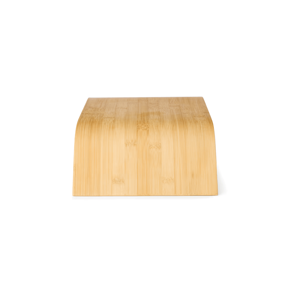 Natural eco-friendly bamboo monitor stand with a spacious storage area underneath for desk organisation. — view 4