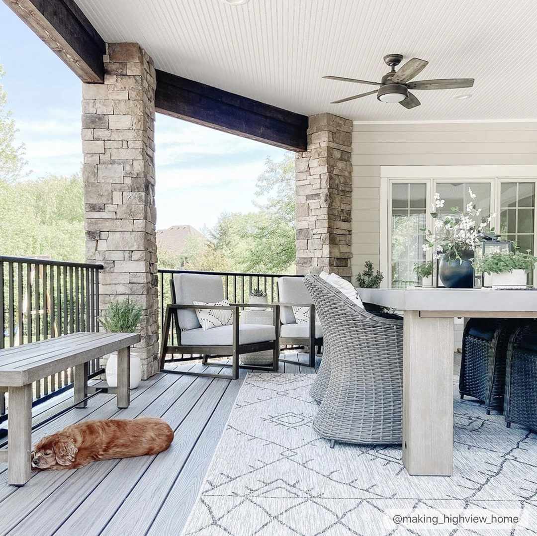 Marwood Nordic bohemian outdoor area rug in black taupe white and charcoal geometric pattern — view 3