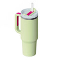 Cream white 40oz stainless steel insulated water bottle tumbler with ergonomic handgrip and vacuum flask design