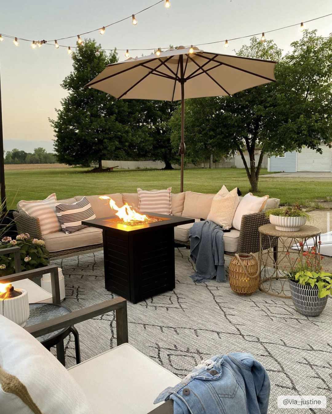 Marwood Nordic bohemian outdoor area rug in black taupe white and charcoal geometric pattern — view 4