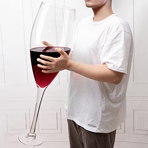 Giant 32-inch clear crystal wine glass acting as a decorative centerpiece or large beverage cooler — view 2