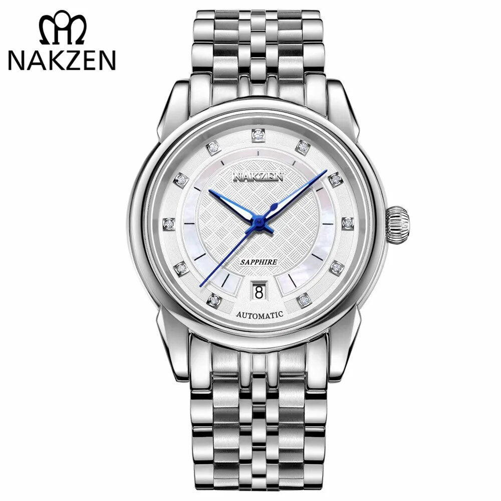 NAKZEN Men Japan Automatic NH35 Movement Mechanical Watch Mens Luminous Waterproof Diamond Classic Wrist Watches Reloj Hombre 6033-0