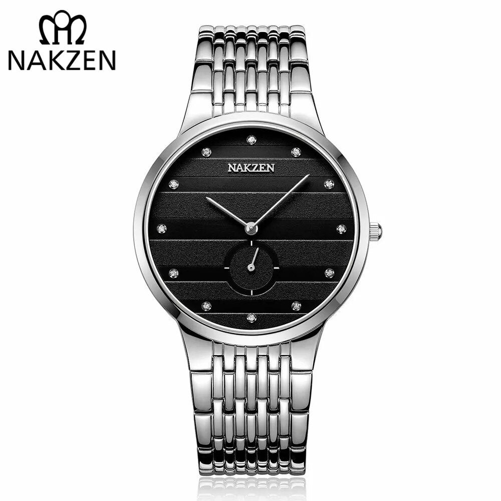 Nakzen men's luxury watch in black and gold stainless steel with sapphire crystal dial