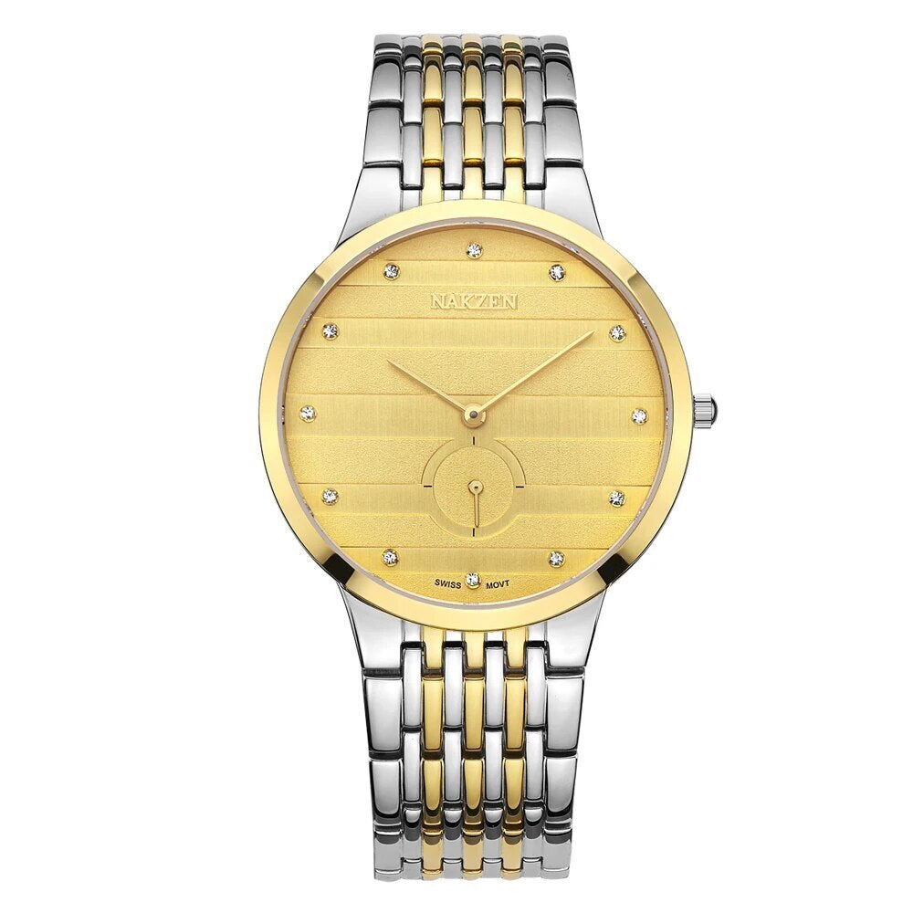 Nakzen men's luxury watch in black and gold stainless steel with sapphire crystal dial — view 2