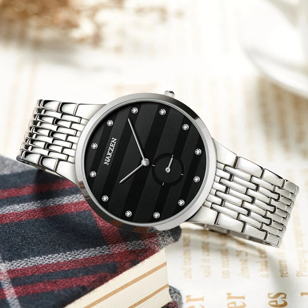 Nakzen men's luxury watch in black and gold stainless steel with sapphire crystal dial — view 4