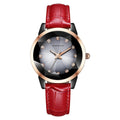 NAKZEN women's luxury quartz watch with black ceramic dial and waterproof leather strap