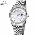 NAKZEN classic men's luxury quartz wristwatch featuring a clean analog dial and metallic finish