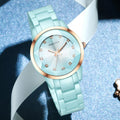 Nakzen colorful ceramic women's watch with an elegant luxury bracelet design and secure clasp