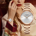 Nakzen luxury crystal women's watch in rose gold stainless steel with waterproof design