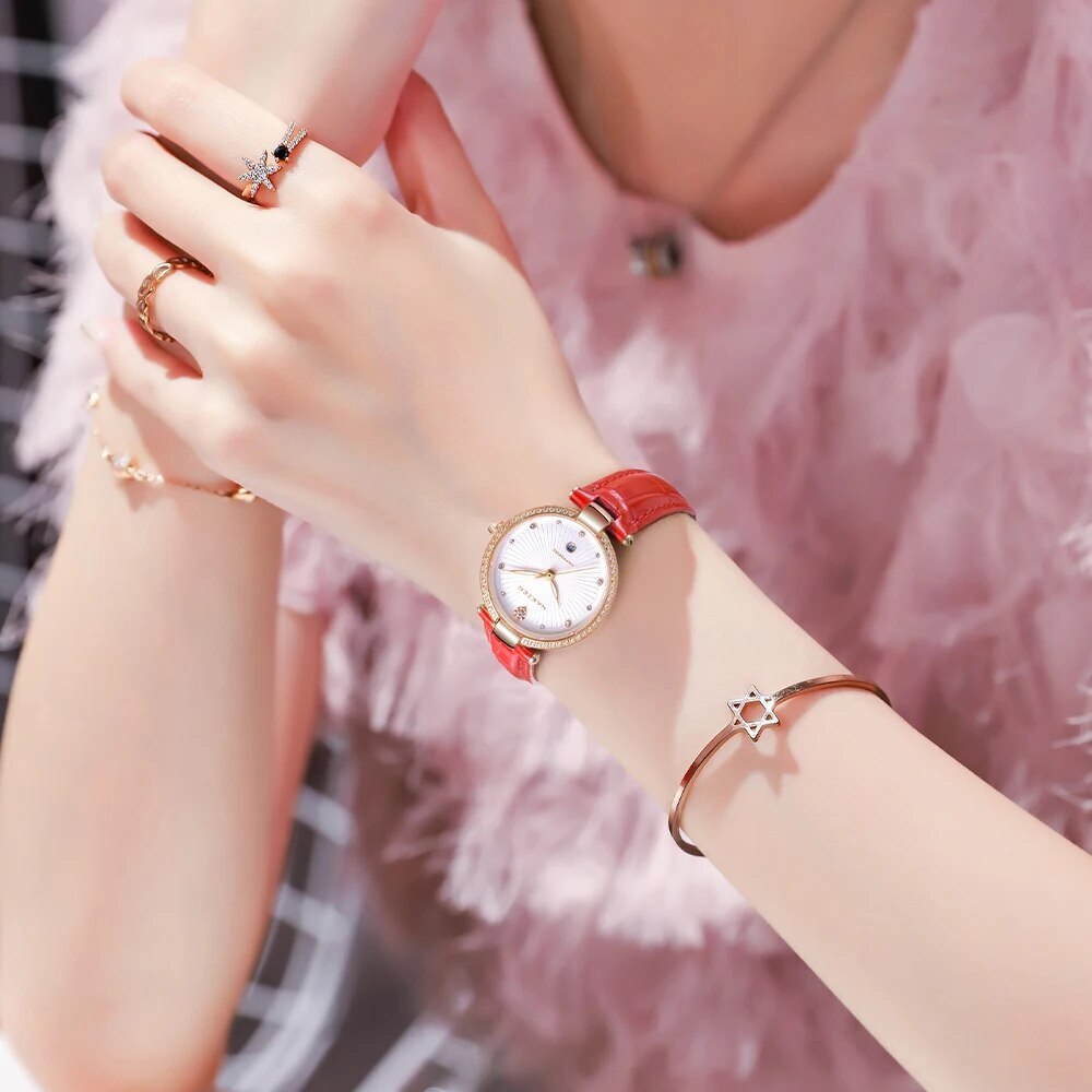 Fashion Women Watches 2021 New Leather Minimalist Watch Ladies Quartz Japan Movement Dress Wrist Watch Clock Montre Femme 4066-3
