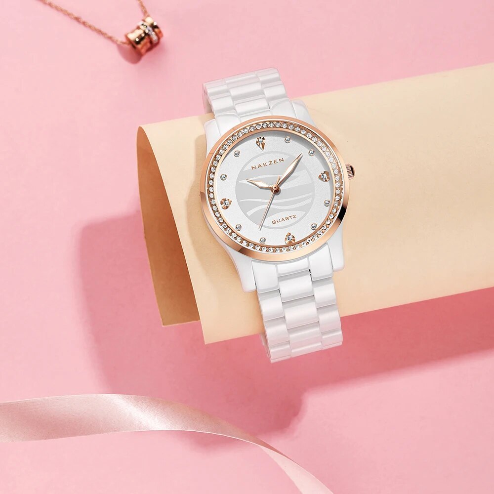 NAKZEN New Design Women Watches Elegant Ceramics Reloj Mujer Japanese Quartz Movement Clock for Ladies Luxury Relogio Feminino 1023-4