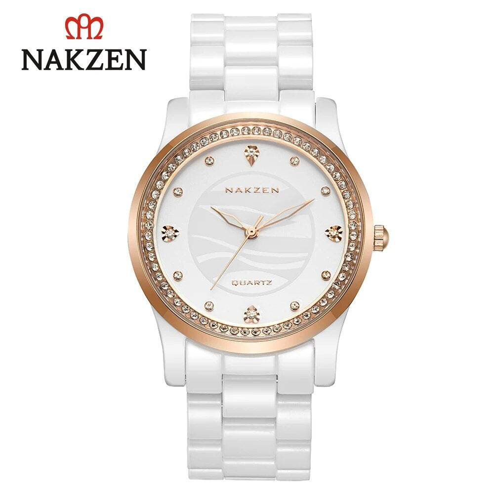 NAKZEN New Design Women Watches Elegant Ceramics Reloj Mujer Japanese Quartz Movement Clock for Ladies Luxury Relogio Feminino 1023-5