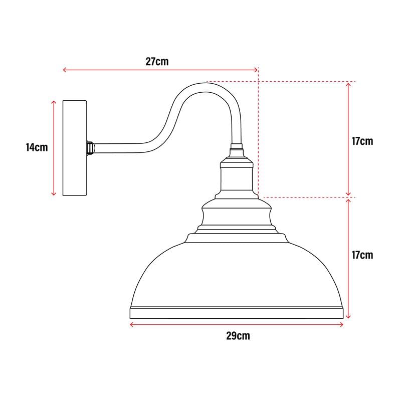 Rainproof outdoor wall light with sturdy metal vintage curved swan neck design and glass bulb — view 2