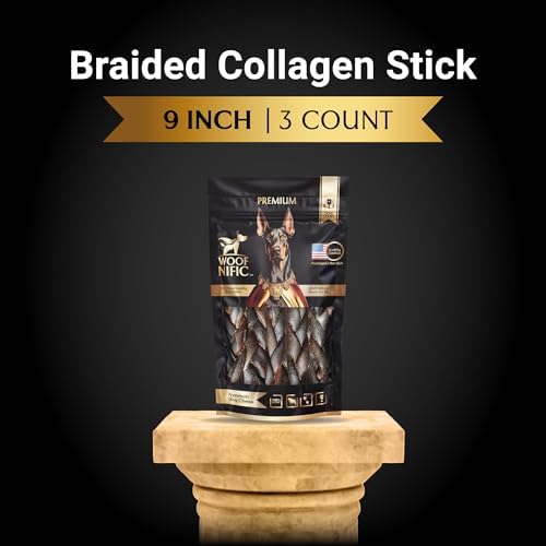 Braided beef collagen dog chews, six inch oven baked natural grass fed treats for large dogs — view 5