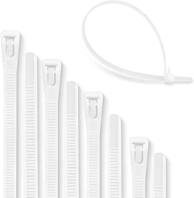 Pack of 100 heavy duty releasable nylon cable ties in 350mm length for organizing wiring — view 5