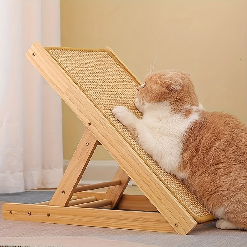 Sturdy sisal cat scratcher pad in natural beige protecting a modern sofa armrest — view 2