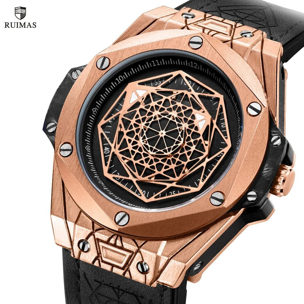 RUIMAS Men's Watches Fashion Sport Quartz Watch for Men Reloj Hombre Leather Belt Wrist Watch Waterproof Casual Clock 533-0
