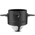 Portable stainless steel pour-over coffee dripper with folding ears and double layer fine mesh filter