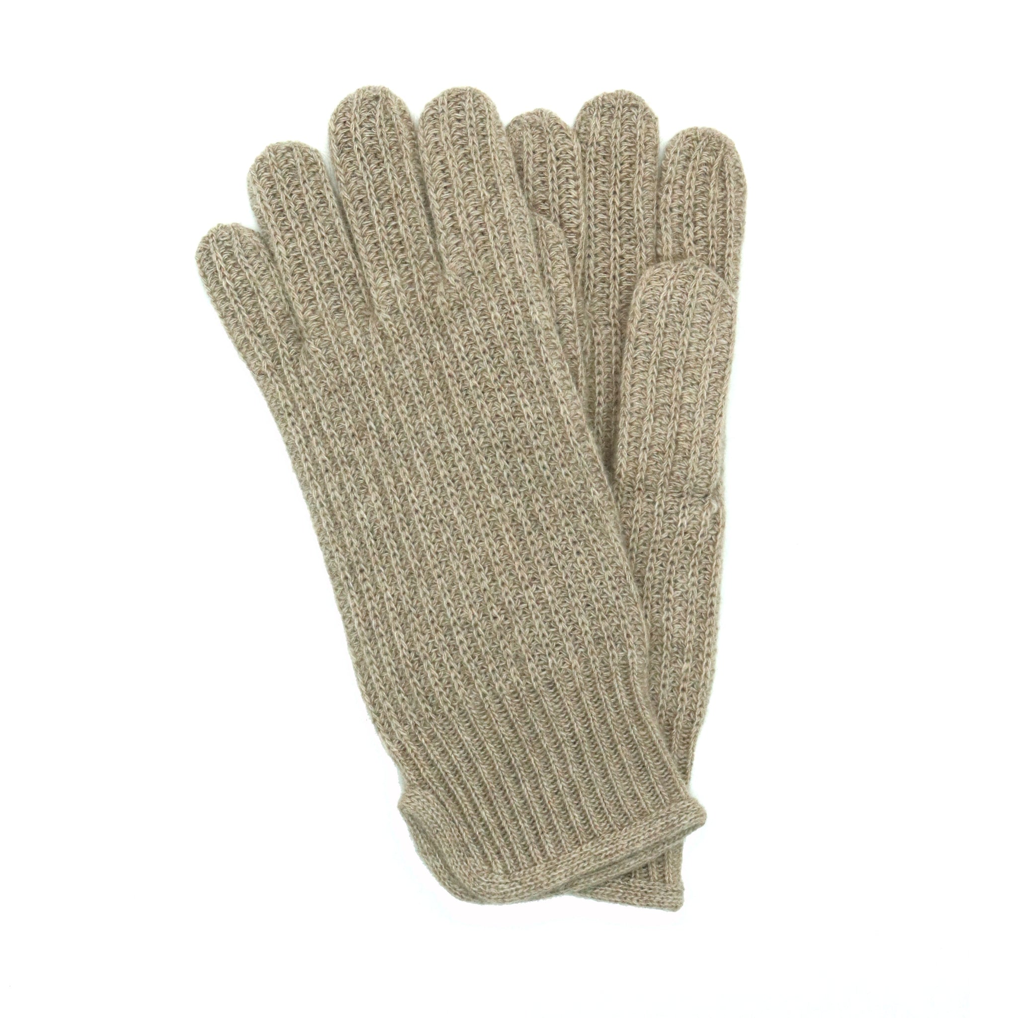 Men's ribbed 100% cashmere winter gloves featuring side vents and elegant self-piping details — view 5