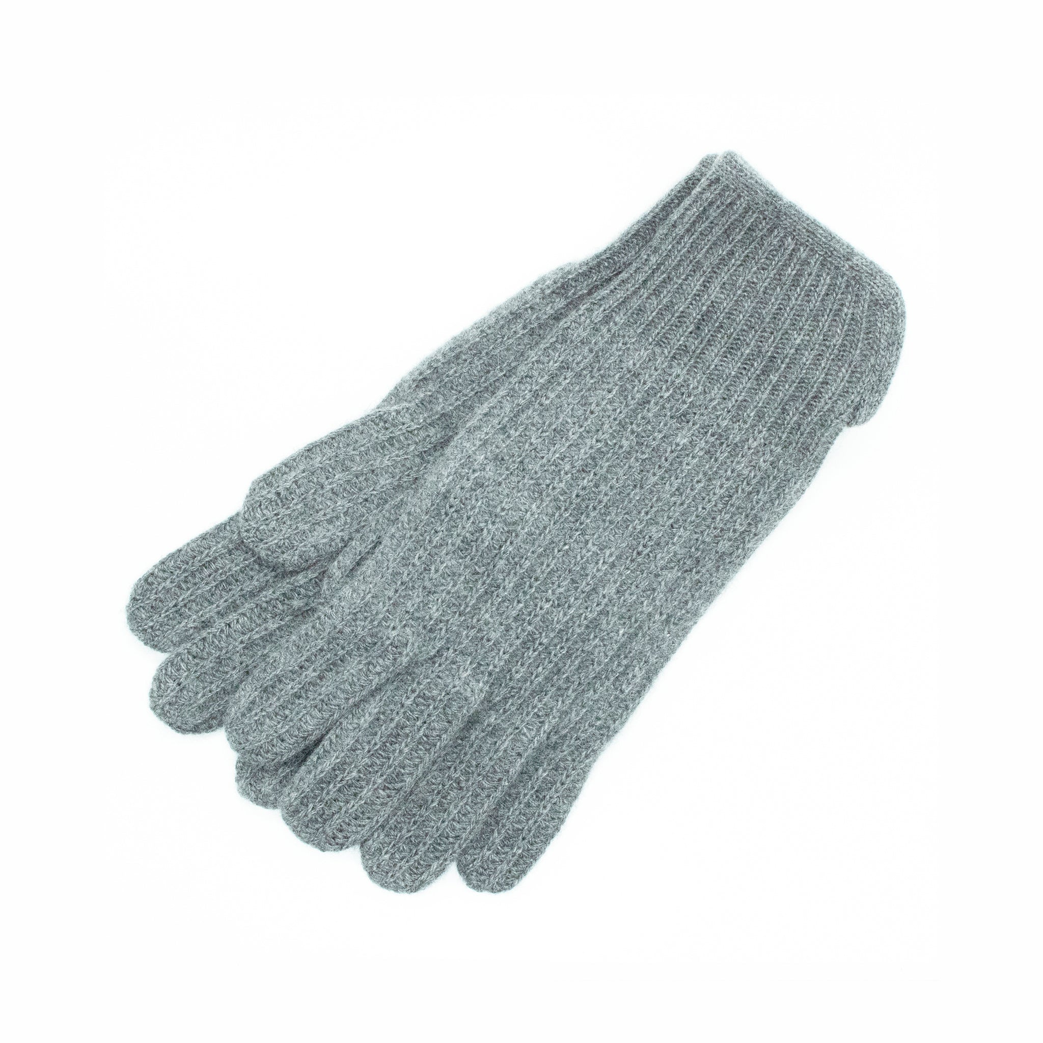 Men's ribbed 100% cashmere winter gloves featuring side vents and elegant self-piping details — view 2