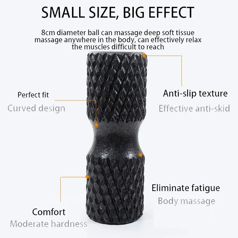 Black fitness foam roller made of EPP material for muscle relief and yoga stretching — view 3